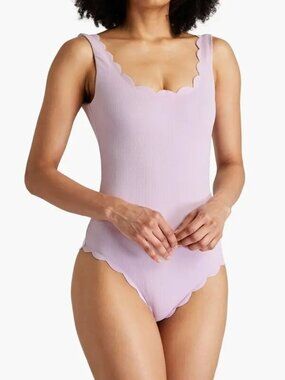 108$ Aqua Scalloped One Piece Exclusive Reversible Swimsuits Size XS Lilac